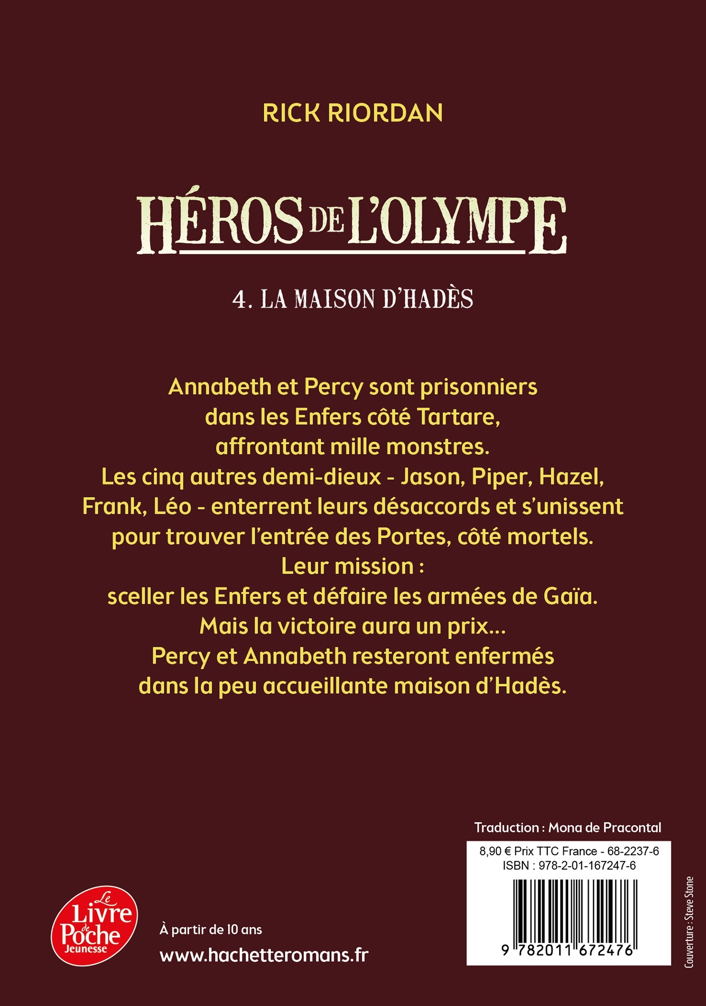 Héros de l'Olympe - Tome 4 - La maison d'Hadès - Rick Riordan, Mona Pracontal, Mona de Pracontal - POCHE JEUNESSE
