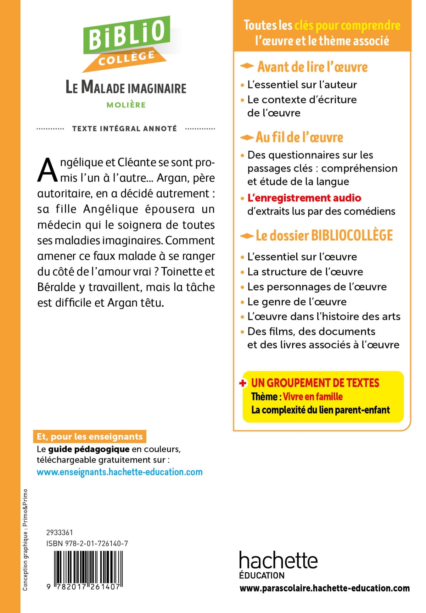 Bibliocollège - Le Malade imaginaire, Molière - Molière Molière, Isabelle Lisle, Antoine Brivet, Jean-Baptiste Molière (Poquelin dit) - HACHETTE EDUC