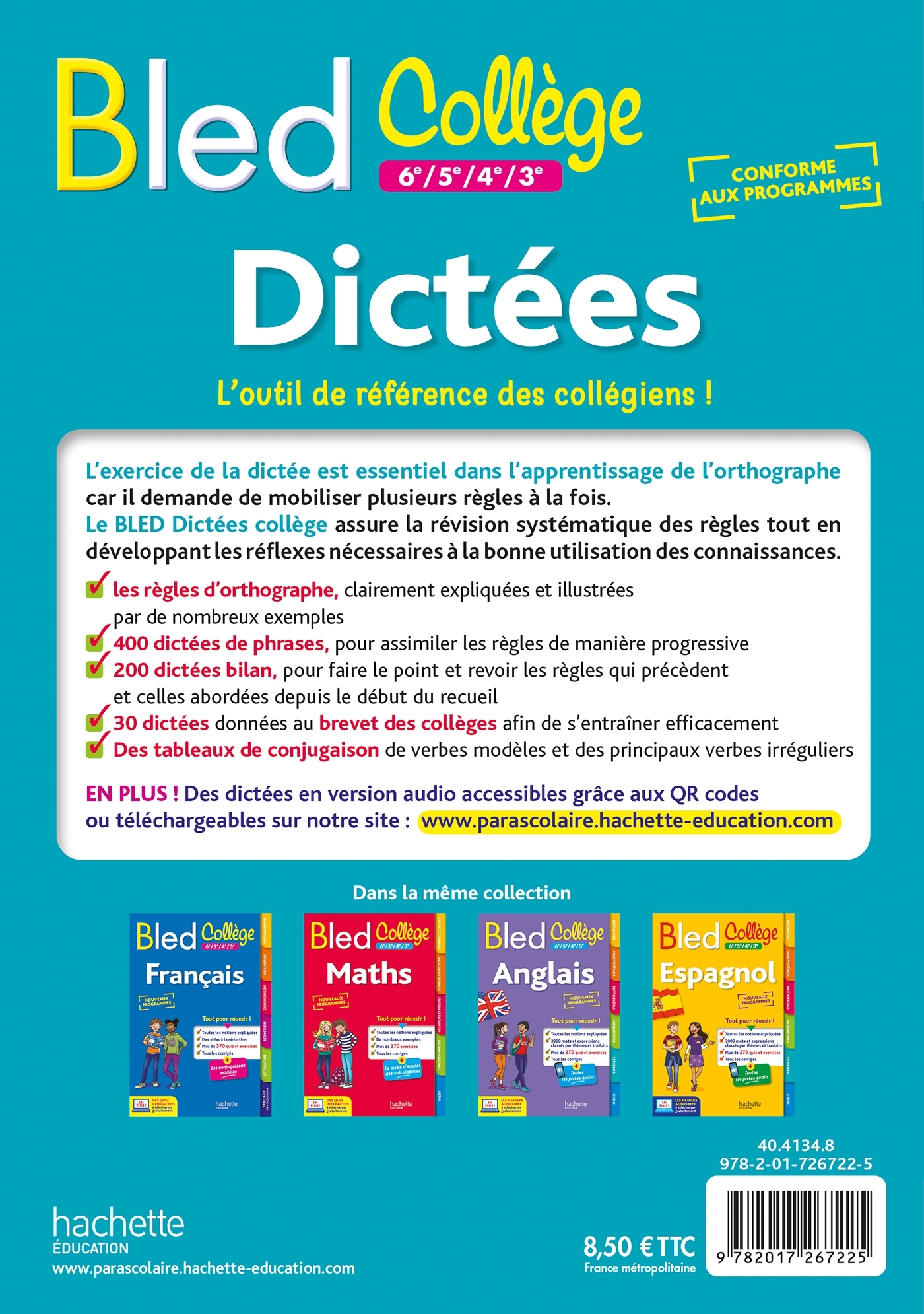 BLED Collège Dictées - Isabelle Lisle, Christelle Amiet, Isabelle Lisle, Christelle Amiet - HACHETTE EDUC