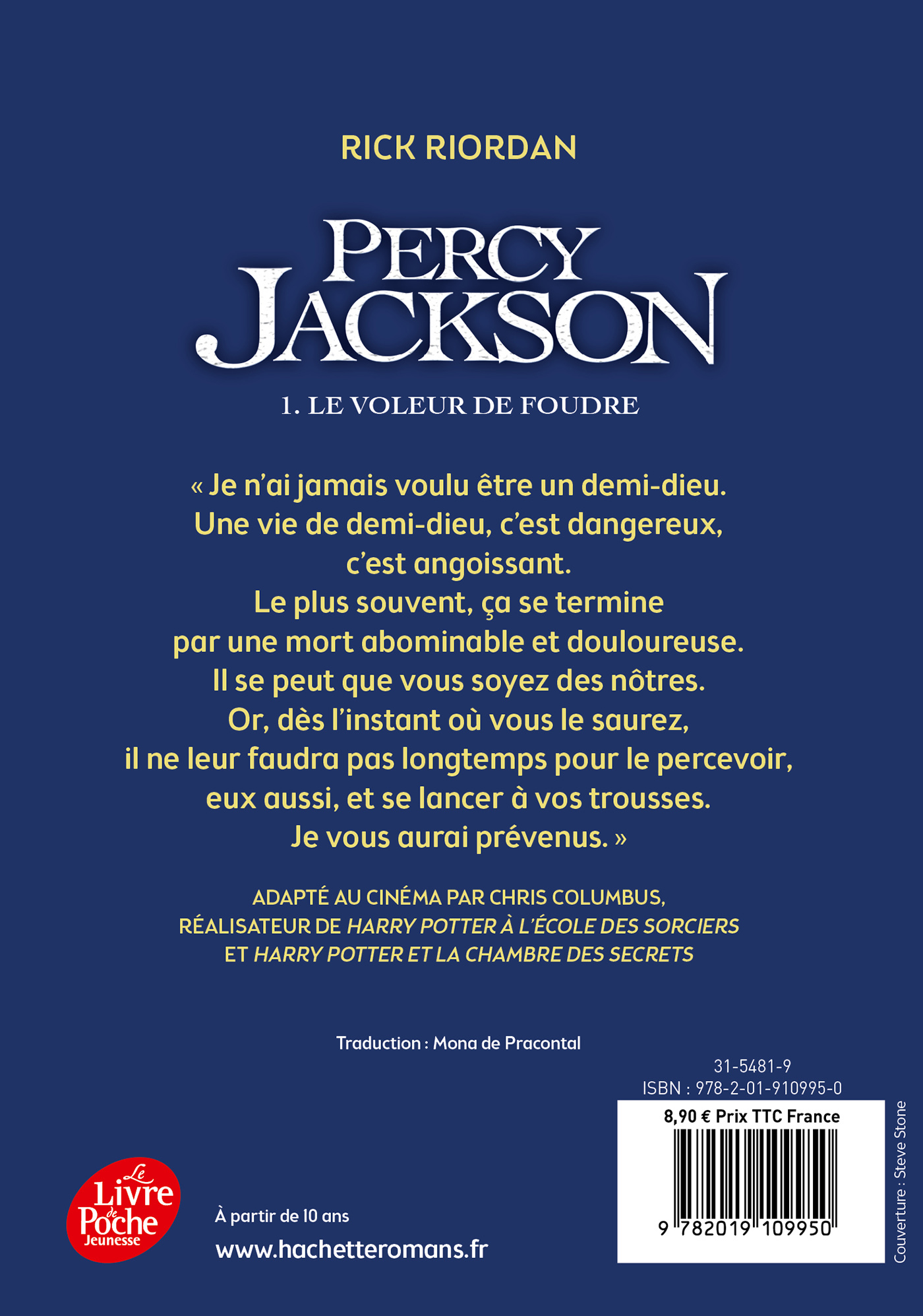 Percy Jackson - Tome 1 - Rick Riordan, Mona de Pracontal - POCHE JEUNESSE