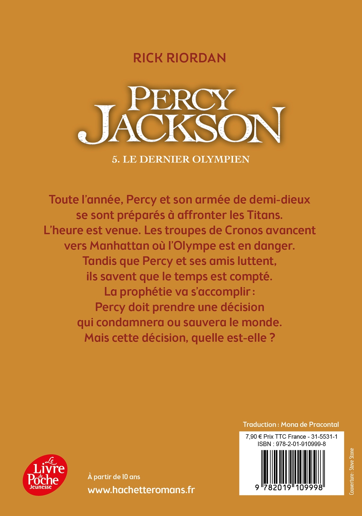 Percy Jackson - Tome 5 - Rick Riordan, Mona de Pracontal - POCHE JEUNESSE