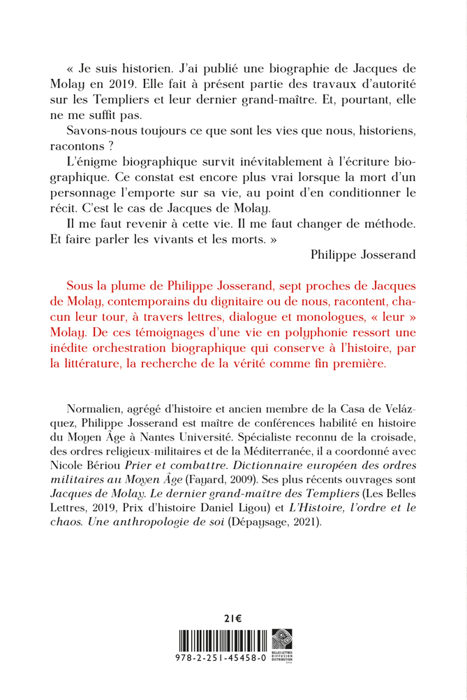 Les sept vies de Jacques de Molay - Philippe Josserand - BELLES LETTRES