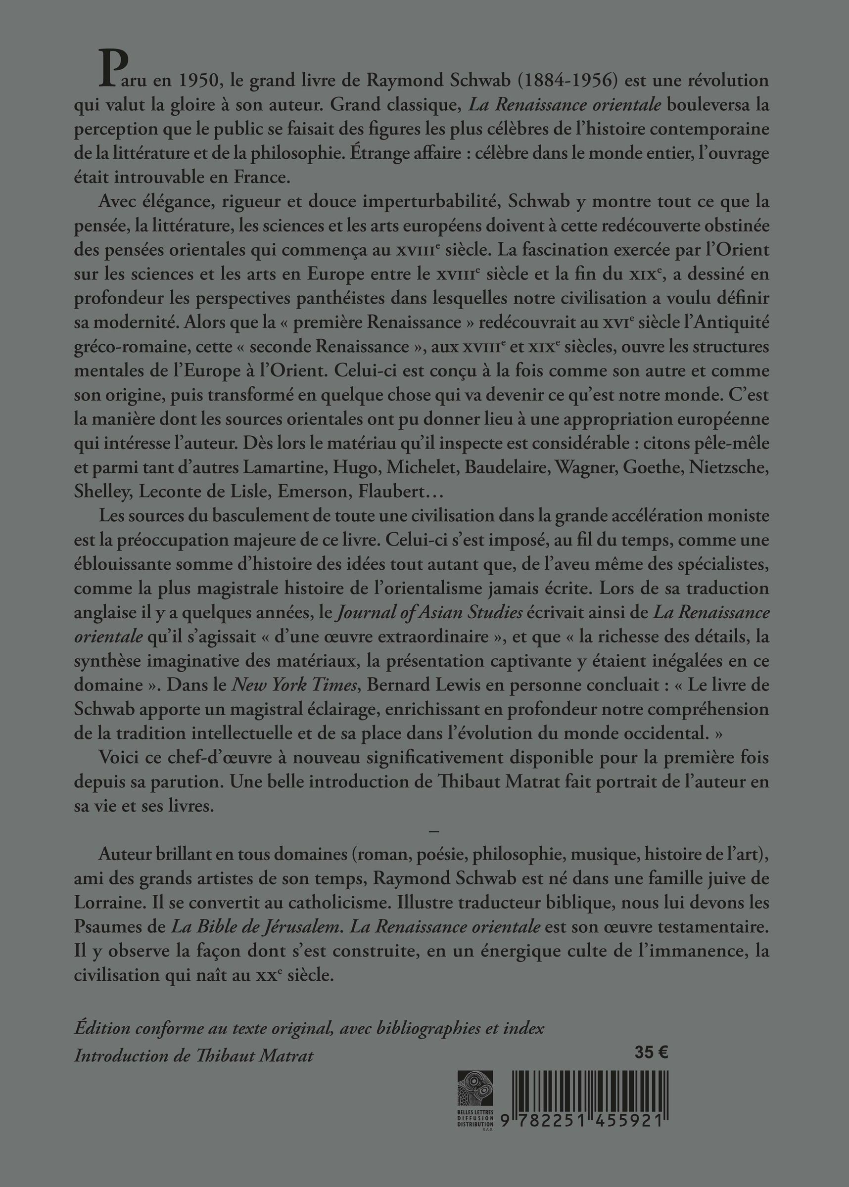 La Renaissance orientale - Thibaut Matrat, Raymond Schwab - BELLES LETTRES
