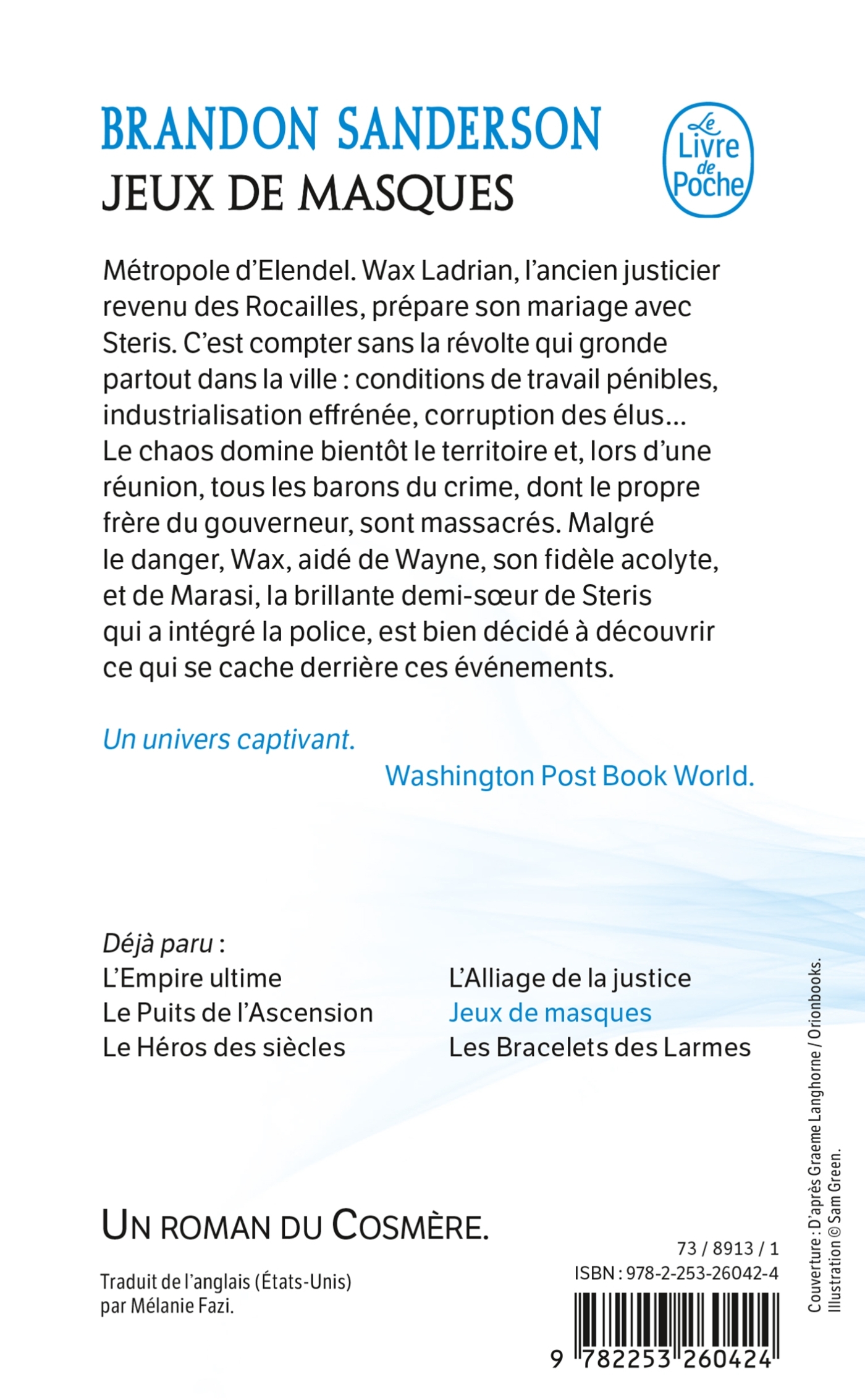 Jeux de masques (Fils-des-Brumes : Wax & Wayne, Tome 2) - Brandon Sanderson, Brandon Sanderson - LGF