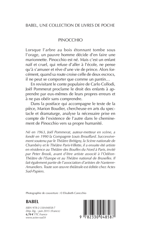 Pinocchio - Joël Pommerat, Marion Boudier, Joël Pommerat, Marion Boudier - ACTES SUD