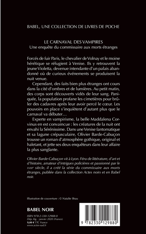 Le Carnaval des vampires - Olivier Barde-Cabuçon - ACTES SUD
