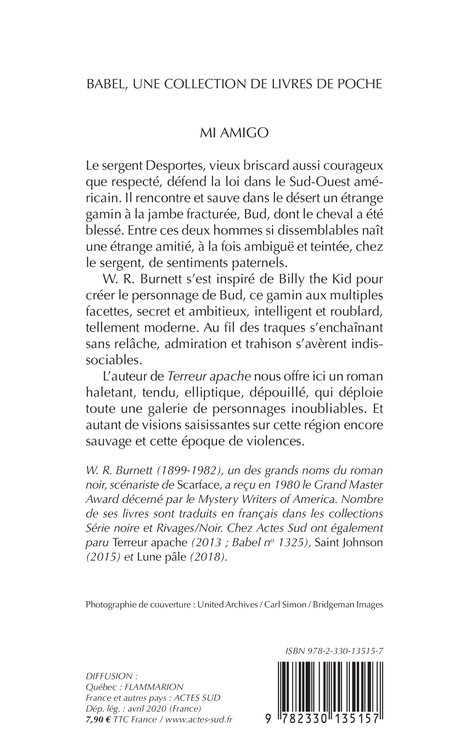 Mi amigo - W. R. Burnett, Bertrand Tavernier, Fabienne Duvigneau - ACTES SUD