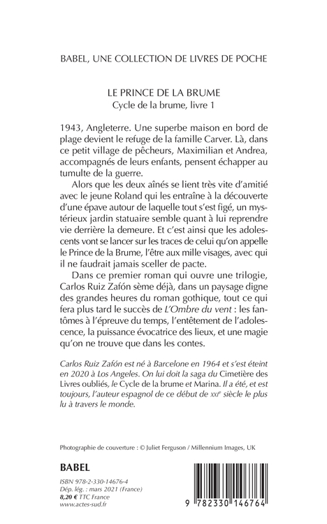 Le Prince de la brume - Carlos Ruiz Zafón, François Maspero, Carlos Ruiz Zafón, François Maspero - ACTES SUD