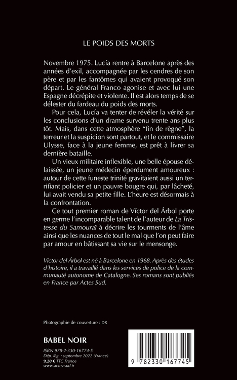 Le Poids des morts - Victor Del arbol, Claude Bleton - ACTES SUD