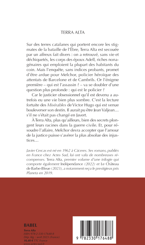 Terra Alta - Javier Cercas, Aleksandar Grujicic, Karine Louesdon, Javier Cercas, Aleksandar Grujicic, Karine Louesdon - ACTES SUD