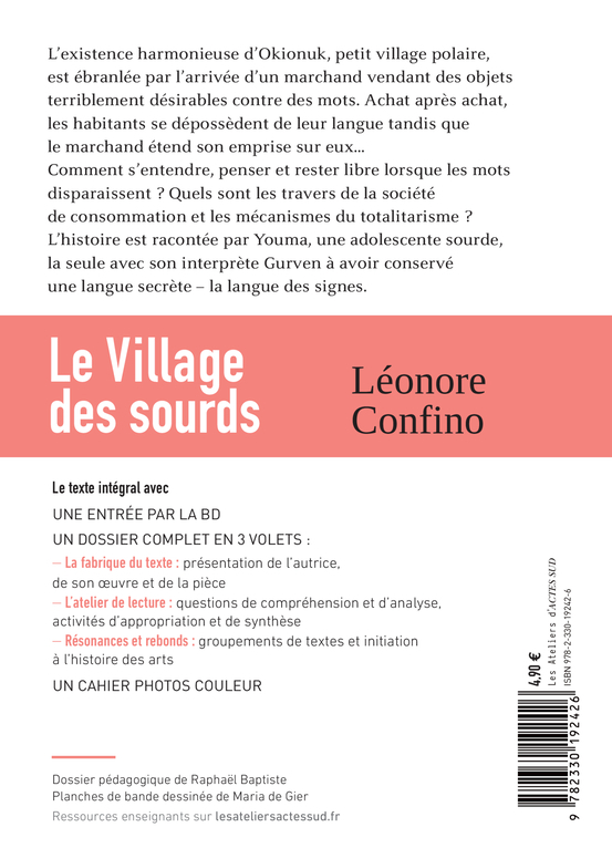 Le Village des sourds - Prix Sony Labou Tansi des lycéens 2024 - Léonore Confino, Maria De gier, Raphaël Baptiste, Léonore Confino, Maria De gier, Raphaël Baptiste - ACTES SUD