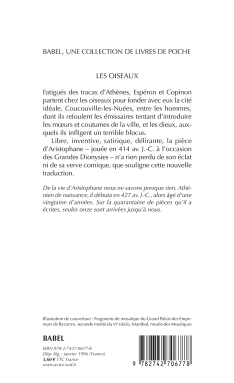 Les oiseaux -  Aristophane, Claude Barousse - ACTES SUD