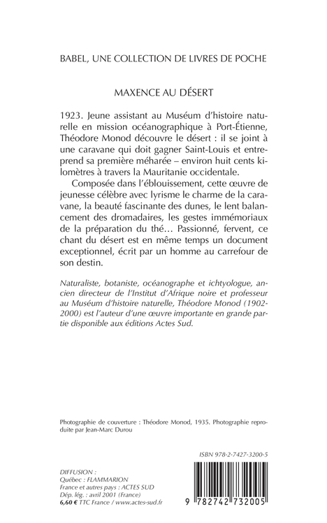 Maxence au désert - Théodore Monod, Théodore Monod - ACTES SUD