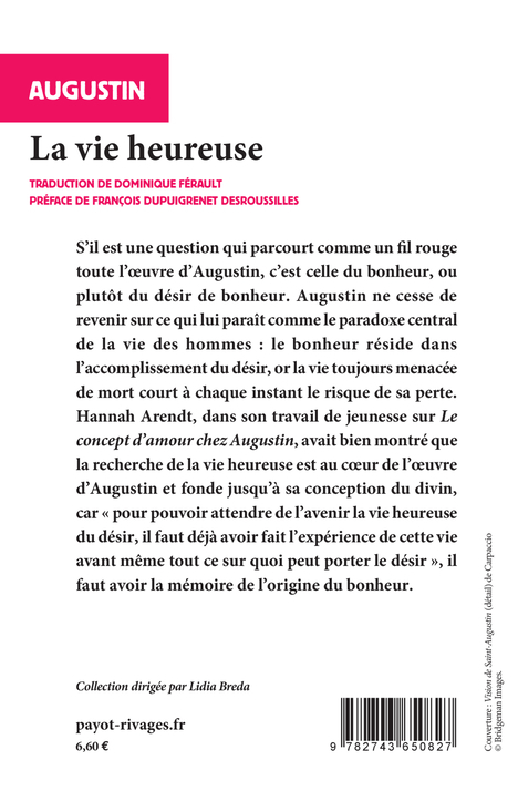 La vie heureuse -  AUGUSTIN, François Dupuigrenet Desroussilles, Dominique Férault, Lidia Breda,  AUGUSTIN, François Dupuigrenet Desroussilles, Dominique Férault, Lidia Breda - RIVAGES