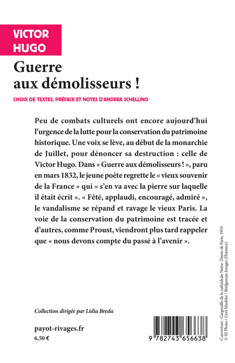Guerre aux démolisseurs - Victor Hugo, Andrea Schellino - RIVAGES