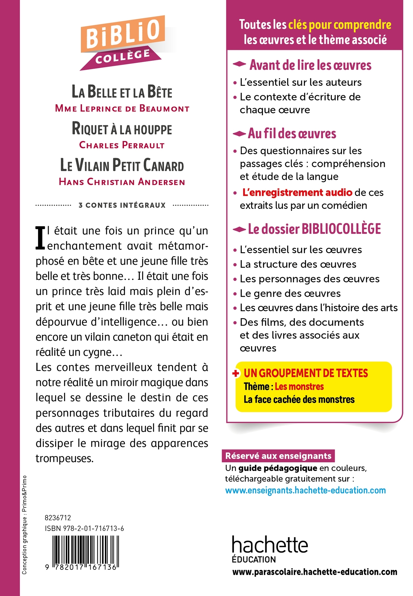 Bibliocollège - La Belle et la Bête et autres contes - Jeanne-Marie Leprince de Beaumont, Charles Perrault, Hans Christian Andersen, Ellea Bird Ellea Bird,  Ellea Bird, Elléa Bird, Jeanne-Marie Leprince de Beaumont, Charles Perrault, Hans Christian Anders