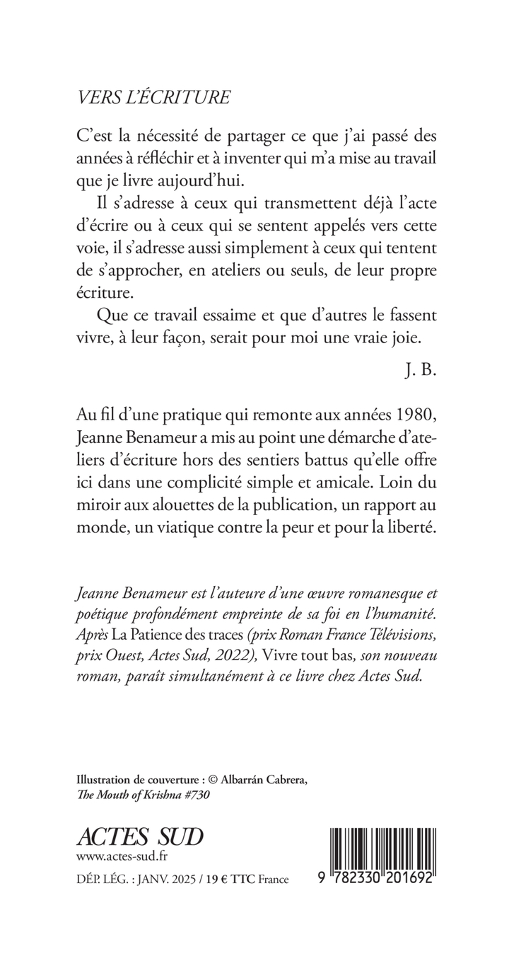 Vers l'écriture - Jeanne Benameur, Jeanne Benameur - ACTES SUD