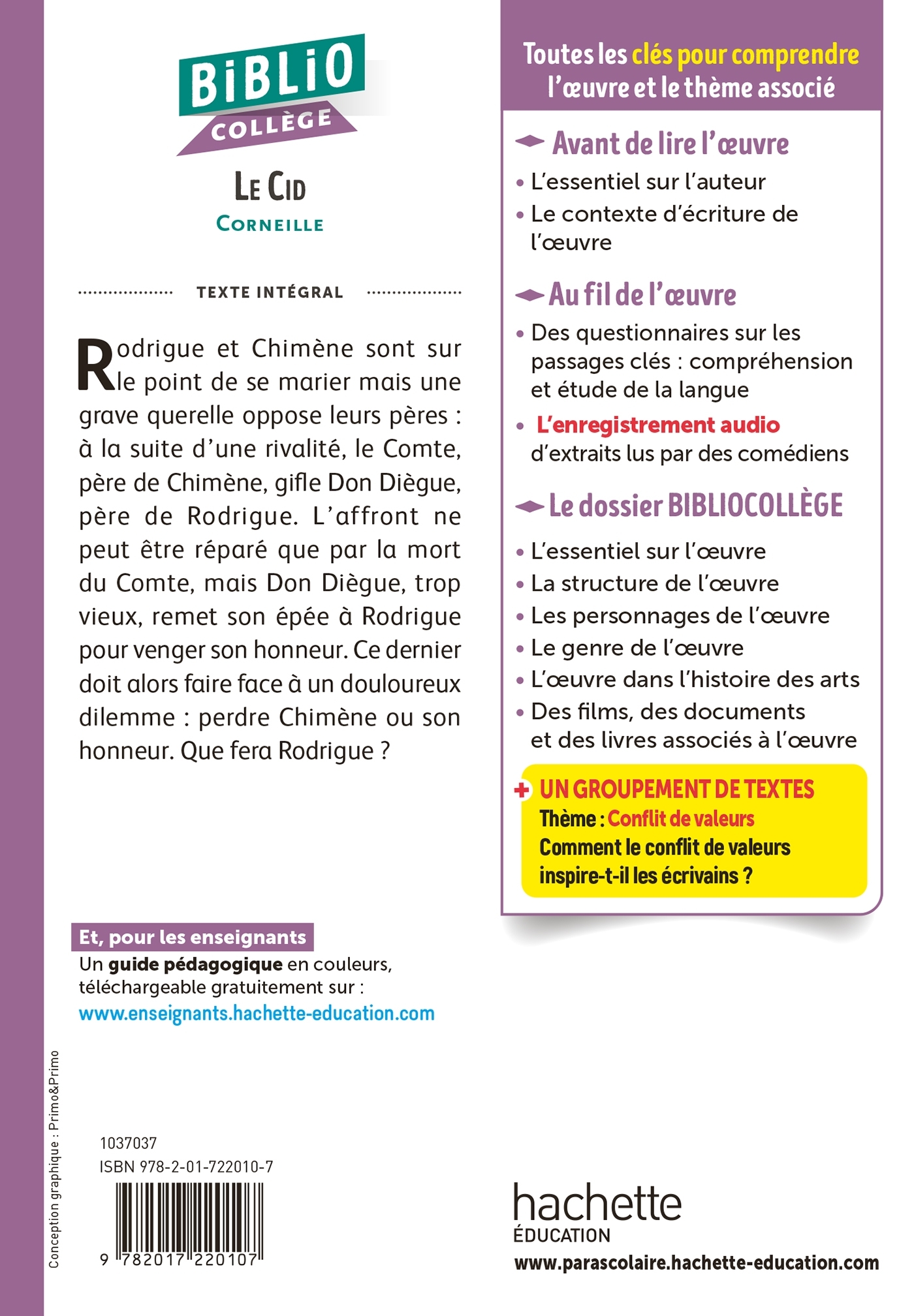 Bibliocollège - Le Cid, Corneille - Corneille Corneille, Véronique Le Quintrec, Niloufar Sadighi, Virginie Bouchard, Christophe Gomy,  CORNEILLE, Pierre Corneille - HACHETTE EDUC