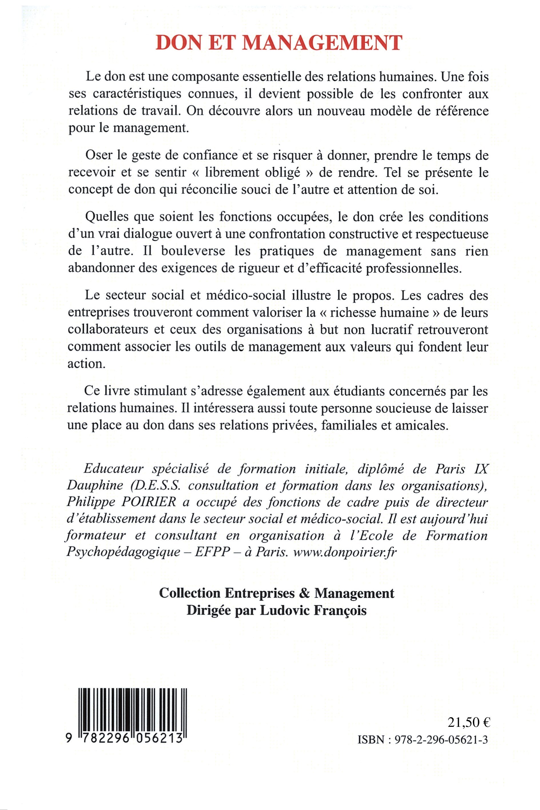 Don et management - Philippe Poirier - L'HARMATTAN