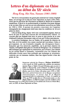 Lettres d'un diplomate en Chine au début du XXe siècle - Philippe Marchat - L'HARMATTAN