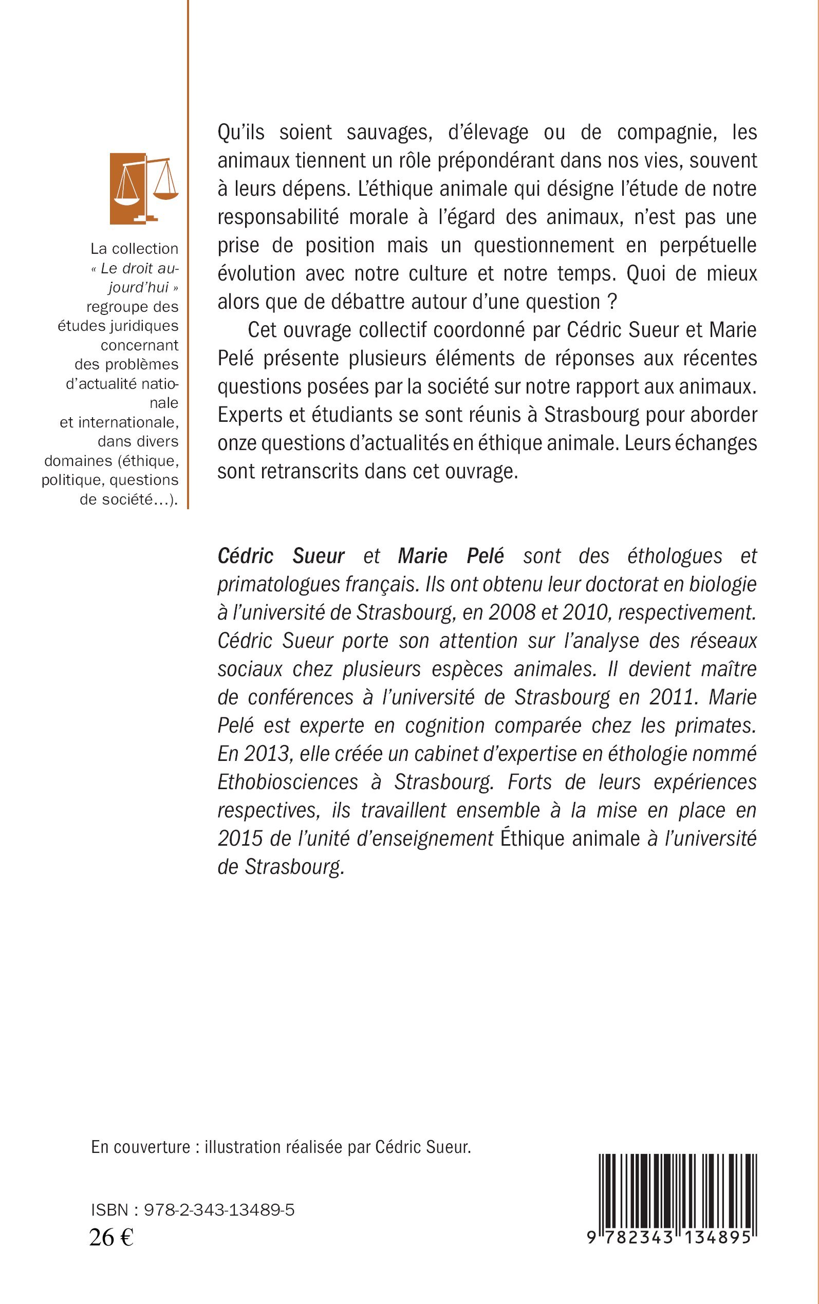 Questions d'actualité en éthique animale - Marie Pelé, Cédric Sueur - L'HARMATTAN