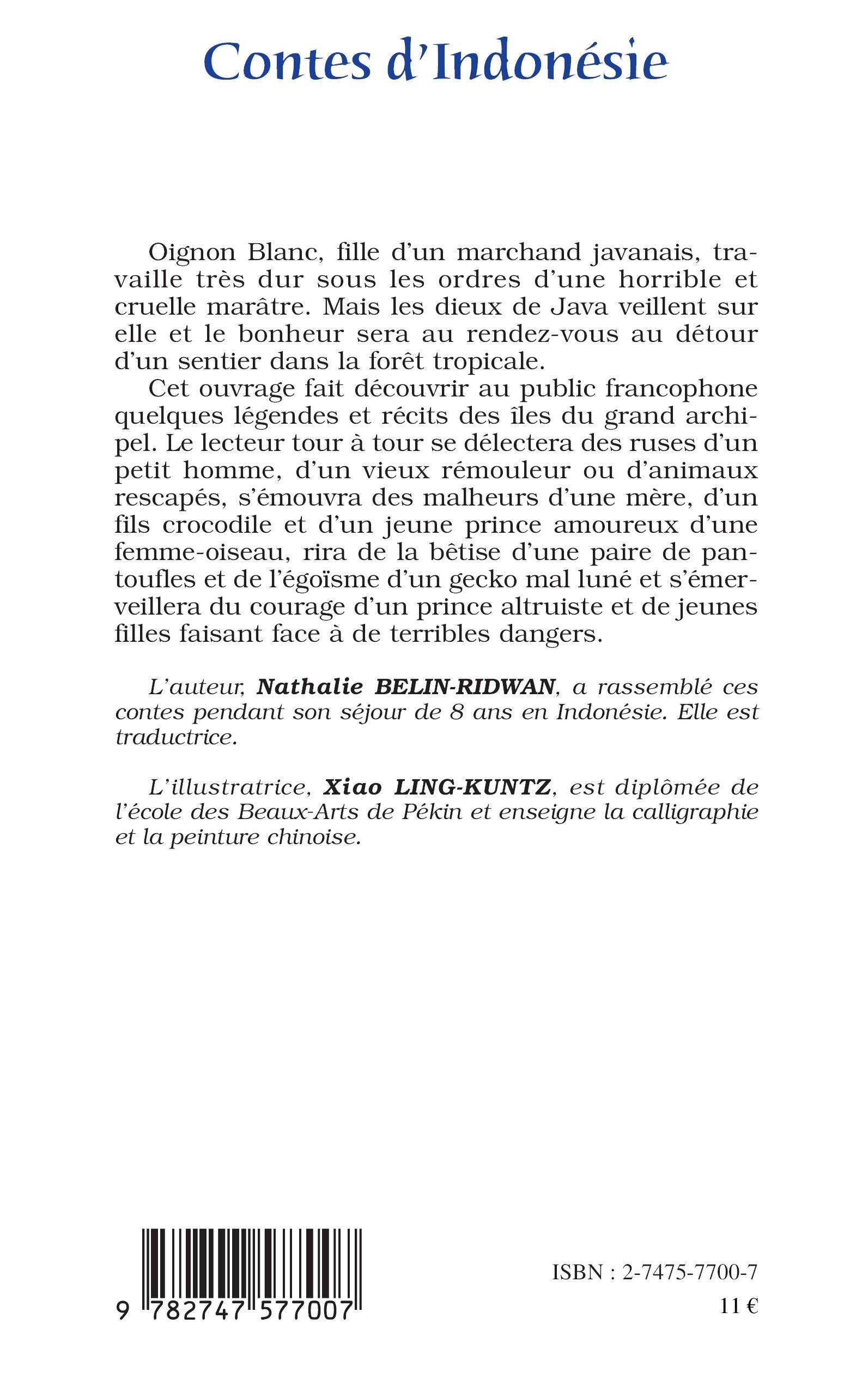 Contes d'Indonésie - Nathalie Belin-Ridwan, Xiao Ling-Kuntz - L'HARMATTAN
