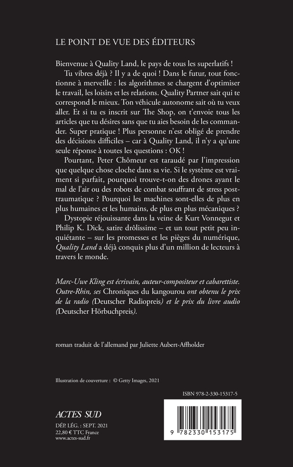 Quality Land - MARC-UWE KLING, Juliette Aubert-affholder - ACTES SUD