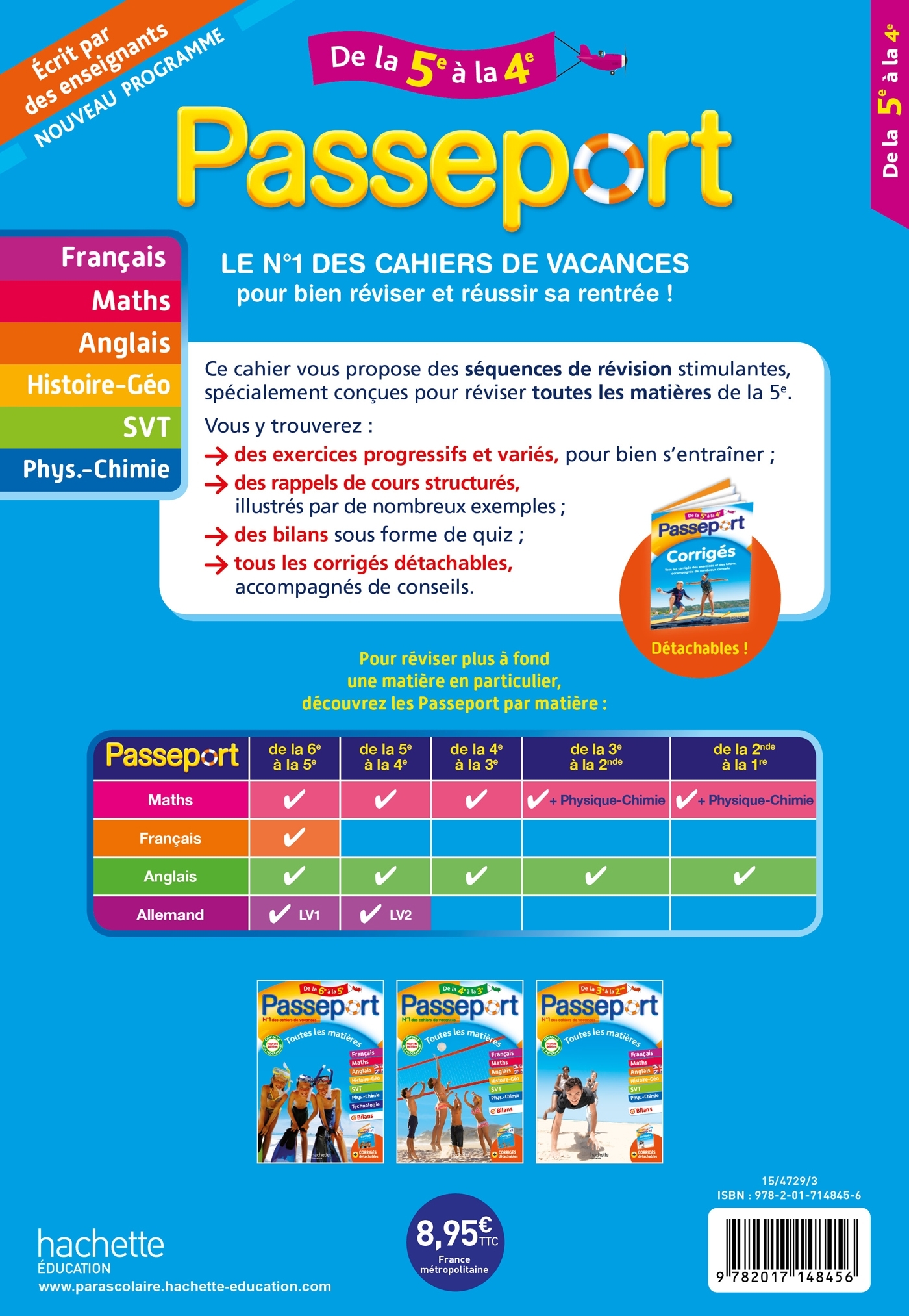 Passeport - Toutes les matières - De la 5e à la 4e - Cahier de vacances 2024 - LISLE/ROUSSEAU - HACHETTE EDUC