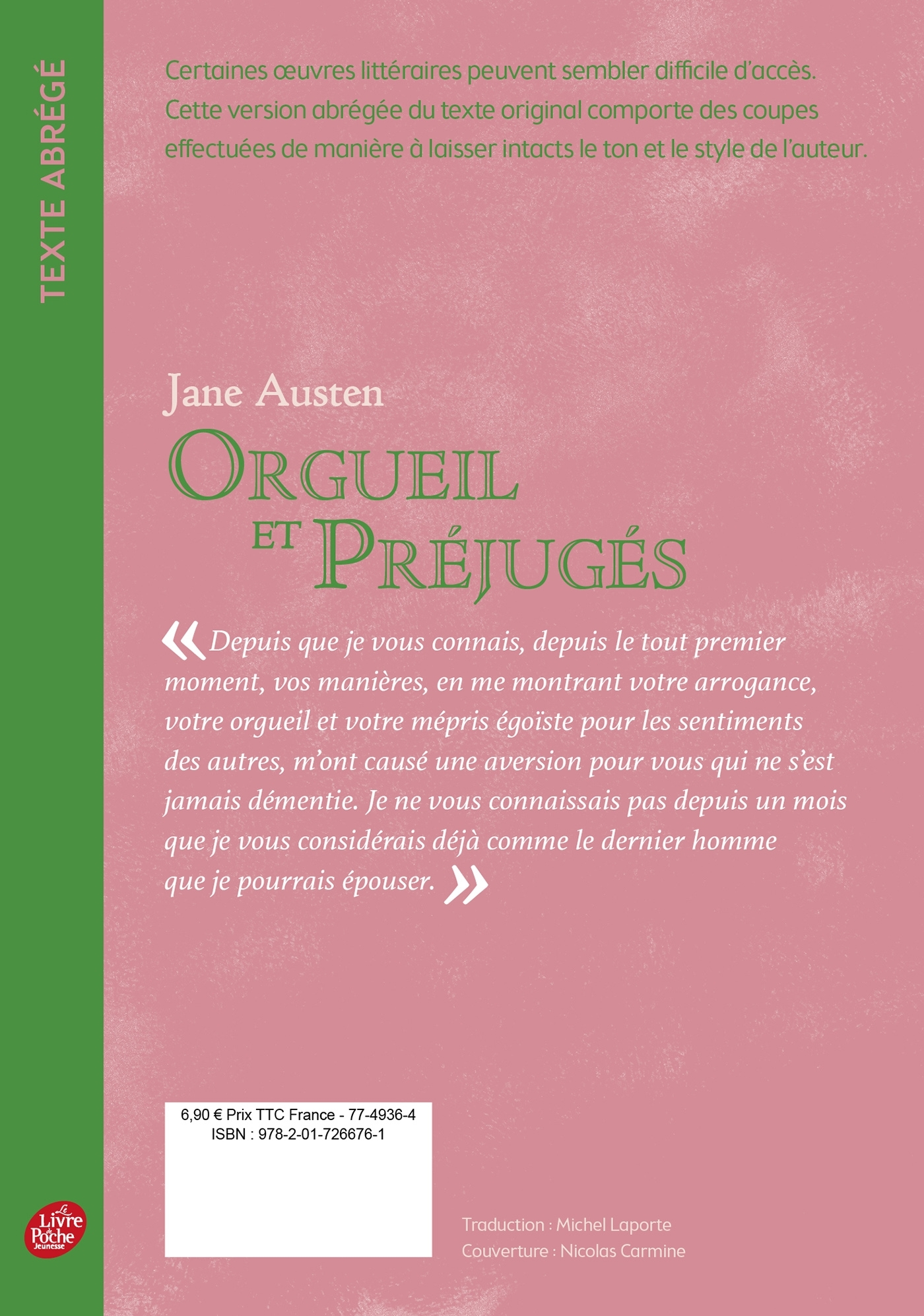 Orgueil et préjugés - Edition abrégée - AUSTEN JANE - POCHE JEUNESSE